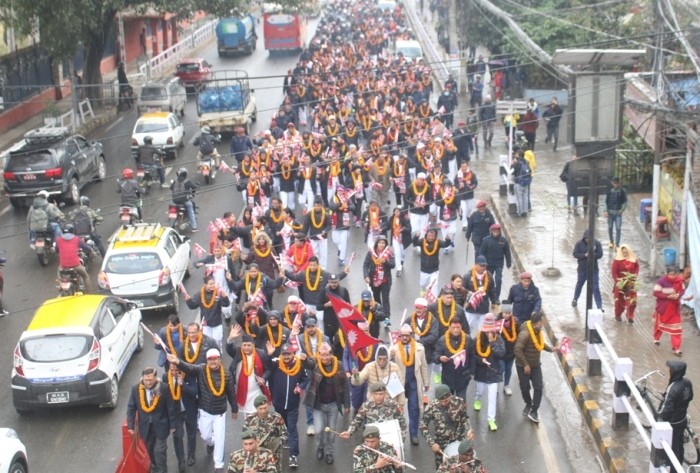 १३औँ सागका पदक विजेतालाई गराइयो नगर परिक्रमा