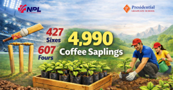 एनपीएलको कुल बाउण्ड्री बराबर करिब पाँच हजार कफीका बिरूवा रोप्दै प्रेसिडेन्सियल कलेज